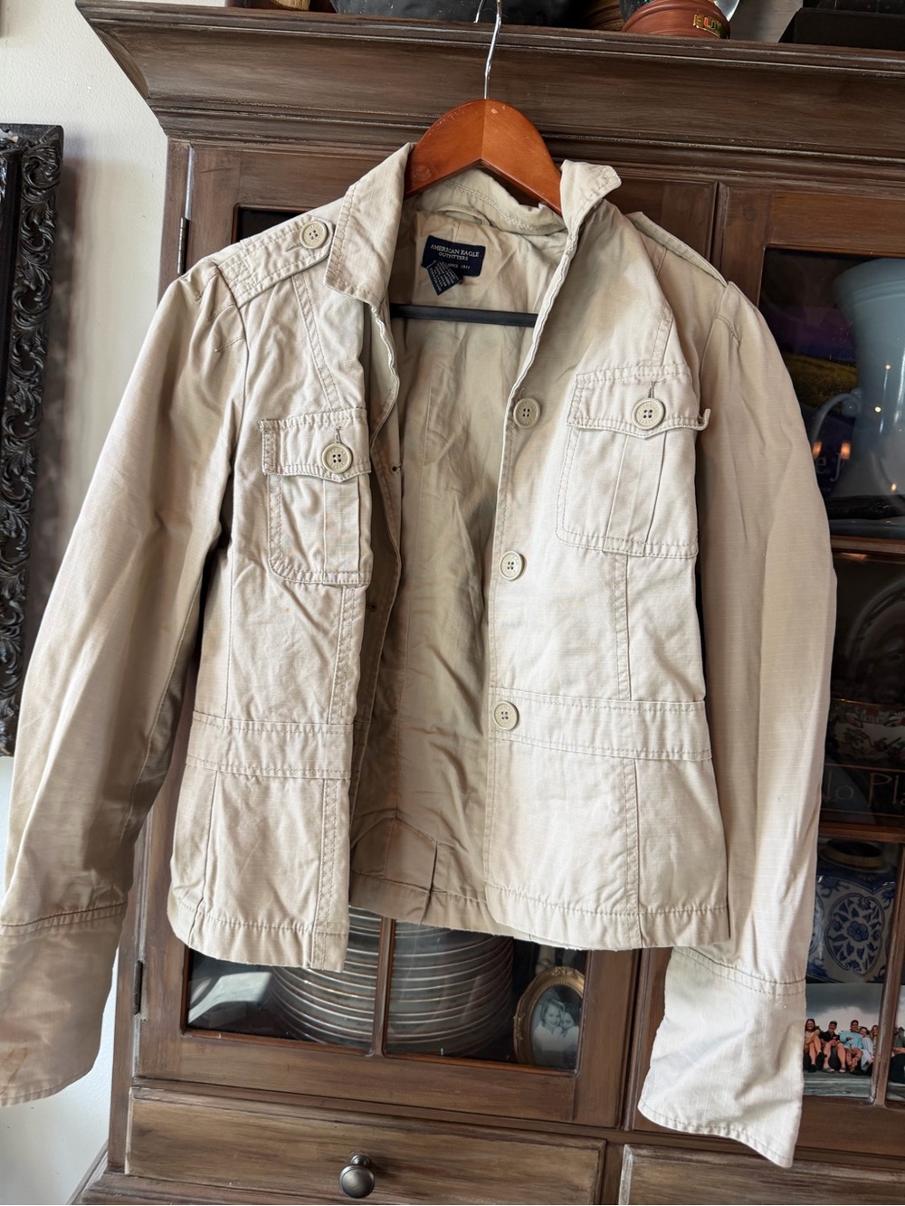 American Eagle Outfitters Lightweight Beige Cotton Jacket